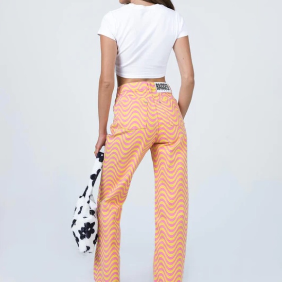 The Ragged Priest Pink and Yellow High Rise Jeans - Picture 3 of 9